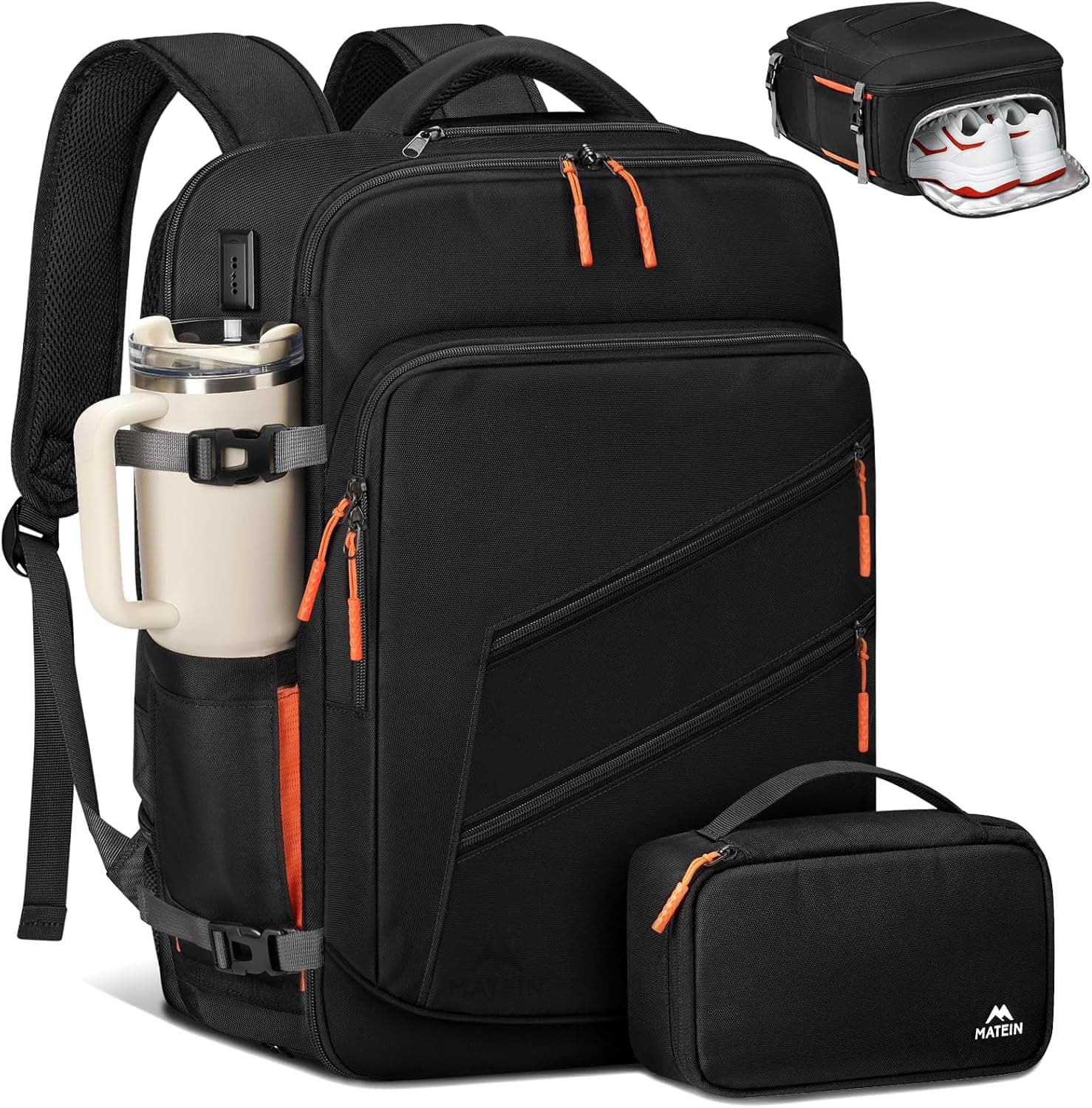 MATEIN Personal Item Backpack 18x14x8 with Shoe Compartment Detachable